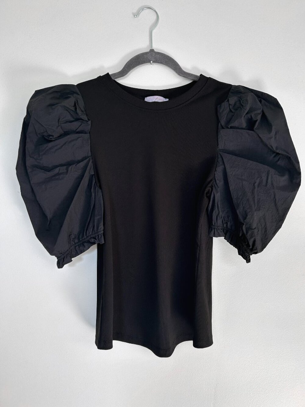Black Puff Sleeve Top Worn Once Excellent Pre-Loved Condition Sz Small MSRP $48